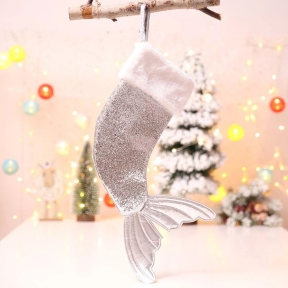 Mermaid Tail Christmas Stocking - Silver - Picture 1 of 3